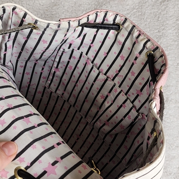 Betsey Johnson Full Size Pink Cat Backpack with Black and White Stripes - Picture 12 of 13